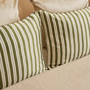 Emily's Pillow -Taie d'Oreiller 100% Pure Soie de Mûrier Rayure Verte