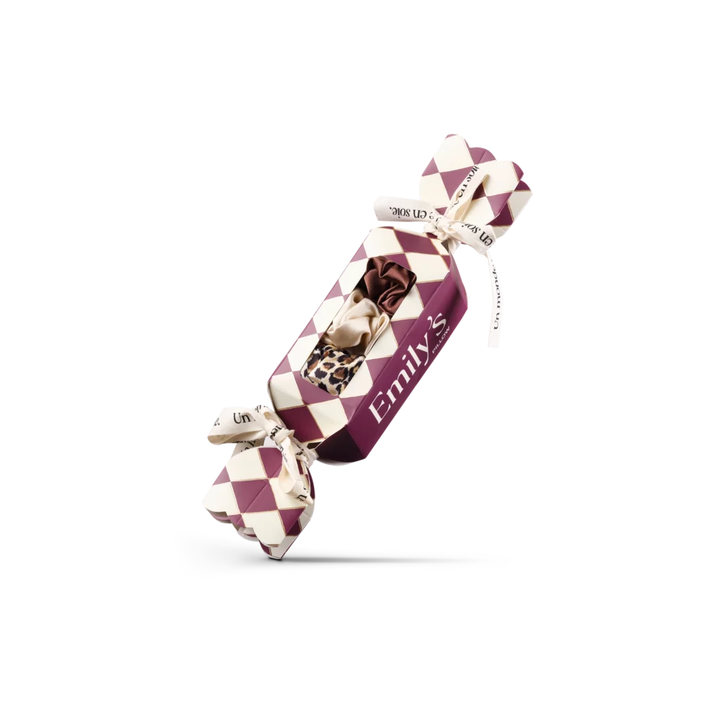 Emily's Pillow CRACKER chouchou soie – Léopard / Moka / Champagne