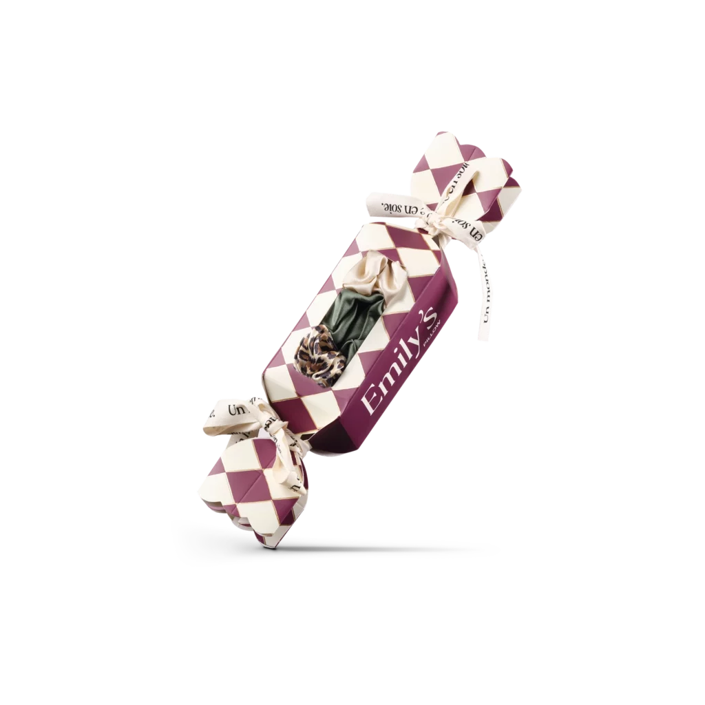 Emily’s Pillow CRACKER chouchou soie –Léopard / Vert Sauge / Champagne