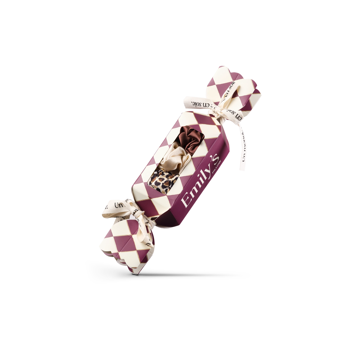 Emily's Pillow CRACKER chouchou soie – Léopard / Moka / Champagne