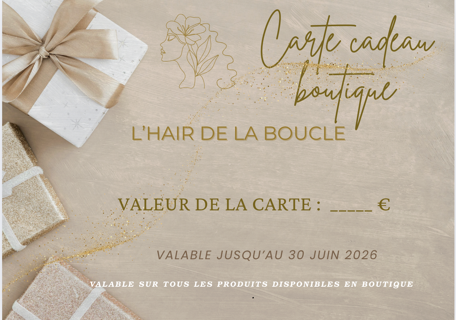 Carte cadeau boutique L’Hair de la Boucle