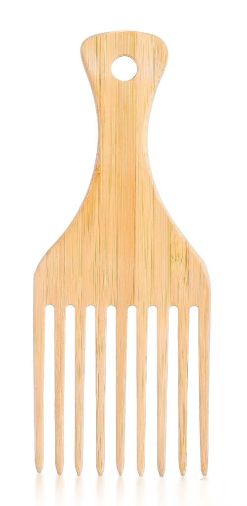 Peigne afro en bambou – Volume racines – Dents larges