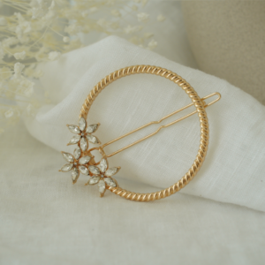 Barrette ronde torsadée fleurs – Camille