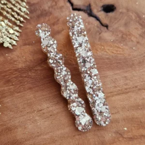 Duo barrettes résine mix champagne